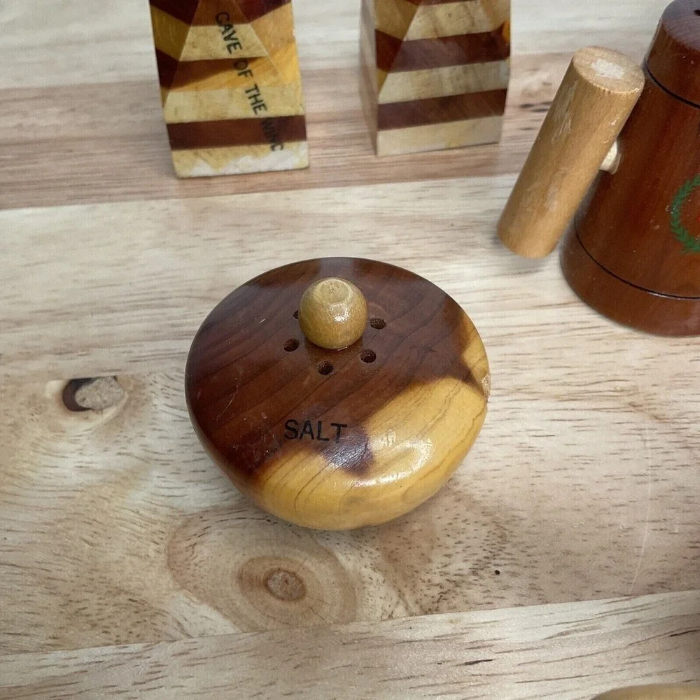 VTG‎ Handmade Lassen Volcanic National Park Lot 8 Salt Pepper Shakers USA Wooden